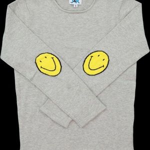 100% Cotton sweater , crew-neck, as seen on Shopbop. Heather grey with smiley